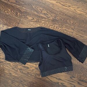 Ultracor Black Embellished Crop Blouse